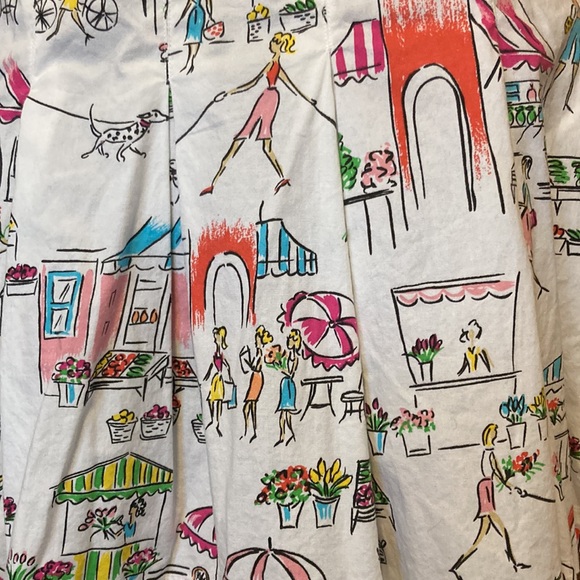 Randi M. Petites pleated skirt AOP illustrated pattern - Picture 2 of 5